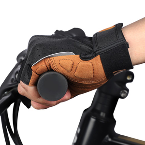 Custom Solid Color Half Finger Breathable Leather Racing Cycling Gloves for Men - Product Image 4