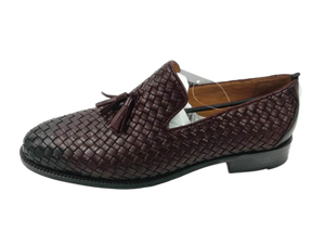 Mocasines de Cuero Genuino para Hombre, Estilo Slip-On con Punta Redonda y Patrón Tejido, Zapatos de Vestir para Oficina y Carrera Profesional, Suela de Goma, Cómodos - Product Image 3