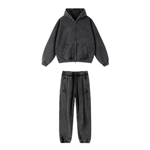 Ensemble de survêtement pour homme en coton 100% écologique, couleur beige uni, à capuche, décontracté, sweat-shirt à manches longues, pantalon de jogging, deux pièces - Product Image 2