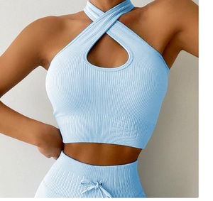 Cross Shoulder <b>Straps</b> Seamless Premium Quality Fitness Gym Yoga <b>Bra</b> Breathable Eco-Friendly High Impact Sports <b>Bras</b> for Womens - Product Image 5