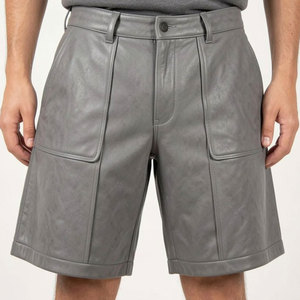 OEM ODM Custom Men Leather Jorts Loose Fit <b>PU</b> Leather jorts With Cargo Pockets Factory Wholesale Supply - Product Image 1