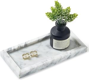 Plateau de présentation de bijoux en marbre blanc, personnalisable et fabriqué en usine, pour les magasins de détail, les boutiques, les marques de luxe et la maison - Product Image 1