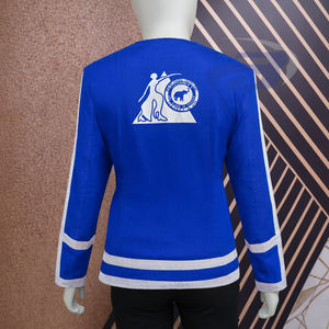 Delta |   Sigma |   Chaqueta de Sarga de Algodón Nalia de la Hermandad Theta para Mujer, Ropa Exterior Blanca y Azul Rey, Chaqueta de la Hermandad DST - Product Image 2