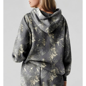 Conjuntos de 2 Piezas para Mujer, Sudaderas con Capucha y Pantalones Deportivos con Estampado de Hojas de Arce, Trajes Deportivos - Product Image 3