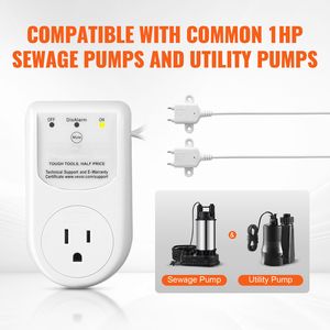 Allarme per pompa di scarico estesa da 5 m per interni/esterni con sensori di livello del liquido HI/LO e allarme sonoro da 85 dB per fossa settica con livello elevato dell'acqua - Product Image 4