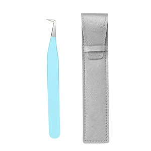 Pinzas para Pestañas en Forma de L Azules de 90 Grados con Punta de Acero Inoxidable de Bahasa - Product Image 3