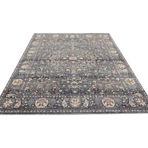 Handknotted Wool and Silk Tapestry Luxury Dark Blue Medallion Pattern Traditional Living Room Decor - Product Image 3