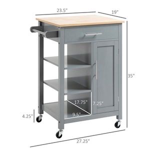 Carrello da Cucina Compatto dal Design Moderno, Regolabile, Grigio, con Ruote, Impermeabile, in Legno di Quercia e Marmo - Product Image 3