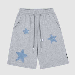 Pantalones Cortos Casuales de Algodón French Terry para Hombre con Cordón, Logotipo Personalizado, Bordado Pesado, Estilo Urbano con Parches y Apliques - Product Image 1