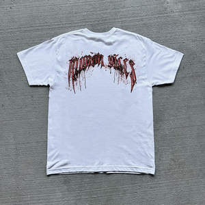 Camiseta 100% algodón para hombre, corte holgado, estampada, negra, extragrande, con estampado gráfico de rostro abstracto y marco gótico, OEM - Product Image 5