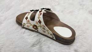 <b>Women</b> White Embroidered Flat <b>Sandals</b> Floral <b>Buckle</b> Strap Open Toe Casual Ethnic Footwear for Party Wedding and Daily Wear - Product Image 3