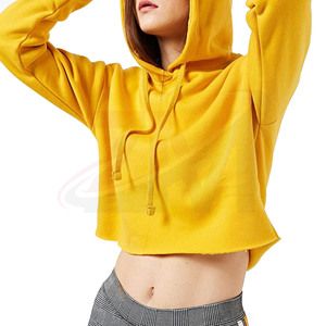 เสื้อฮู้ดครอปสีเหลืองขายดี ผ้าฝ้ายฟลีซ 100% นุ่ม อุ่น สวมใส่สบาย แขนยาว แฟชั่นลำลอง สำหรับผู้หญิง - Product Image 4