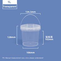 UMETASS Seau alimentaire en plastique PP de 1 litre, étanche, pour la vente en gros, stockage et transport de crème glacée et biscuits, fûts et barils