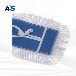 A&S Durable 5x16 White Dust <b>Mop</b> with Cotton Thread Cut-End Design Royal Blue Backing Multi-Floor Cleaning Aluminum Self-Wringer - Product Image 1