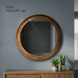 Wooden Round <b>Mirror</b> Frame Rustic Natural Wood <b>Wall</b> Mounted Decorative <b>Mirror</b> <b>for</b> Bedroom <b>Bathroom</b> Living Room - Product Image 4