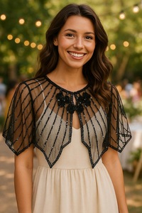 Nuevo Poncho de Fiesta de Noche para Mujer, Talla Grande, con Lentejuelas y Flecos Largos Brillantes, Dorado, para Otoño - Product Image 3