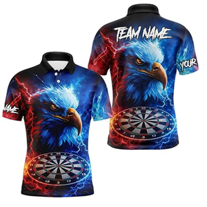 เสื้อดาร์ทพิมพ์ลาย 3 มิติ แบบกำหนดเอง แห้งเร็ว ระบายอากาศได้ดี ผลิตจากโพลีเอสเตอร์ 100% สำหรับทีมดาร์ท เสื้อเจอร์ซีย์กีฬาสำหรับทุกเพศ - Product Image 5