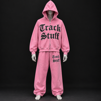 Ensemble de survêtement deux pièces 100 % coton pour homme grande taille, coupe-vent, avec capuche et pantalon de jogging en molleton, fermeture à cordon