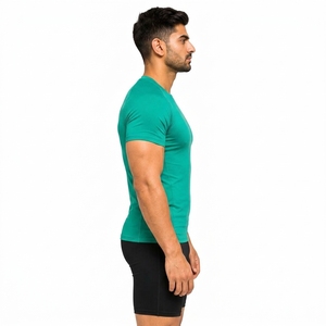 <b>Mens</b> Gym <b>Compression</b> Tee 210 GSM Polyester Spandex Breathable Stretch Workout Performance <b>Shirt</b> OEM Manufacturer - Product Image 3