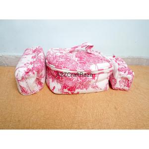 Juego de Bolsas de Algodón 100% Puro, Hechas a Mano, con Estampado, 3 Cierres de Cremallera, Ecológicas, Duraderas, Multiusos, para Viaje, Regalo de Novia, Maquillaje - Product Image 1