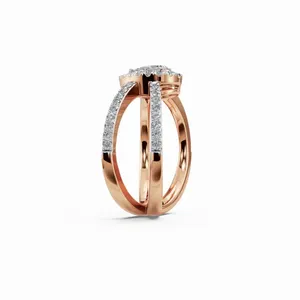 Anillo de Diamantes de Diseño con Halo Redondo y en Forma de Pera, con 52 Diamantes Cultivados en Laboratorio, Certificado por IGI y Claridad VVS, en Venta - Product Image 3
