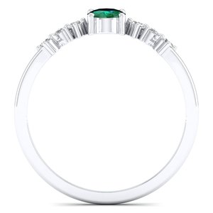 Anillo REYES Exquisito de Plata de Ley 925 con Corte Ovalado y Esmeralda de 0.35Ct, Diseño Elegante, Regalo de Boda con Moissanita, Joyería Fina - Product Image 4