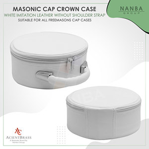 Premium Imitation Leather <b>Masonic</b> Crown Cap <b>Case</b> (White) Without Strap - Product Image 2