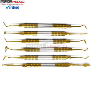 Kit de 6 spatules manuelles en acier inoxydable allemand pour composites dentaires, réutilisables, instruments médicaux pour le remplissage - Product Image 6