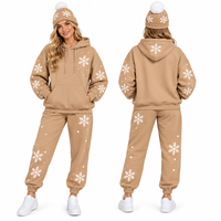 Ensemble de survêtement unisexe style Noël hivernal respirant à séchage rapide, sweat à capuche et pantalon de jogging décontracté coupe ample en coton longueur intégrale