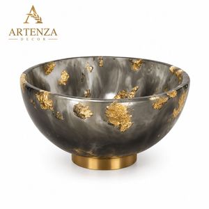 Bol de service en résine fait main, motif marbré, bol décoratif pour salade et fruits, pour la maison, les fêtes et les mariages - Product Image 4