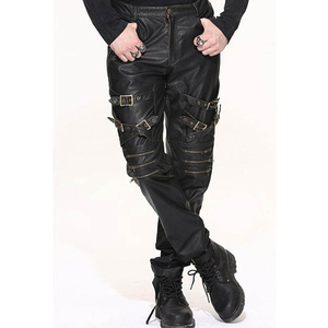 Lawd Sports <b>Mens</b> Big Tall Winter <b>Leather</b> Lightweight Breathable Slim Fit Windproof Casual Zipper Fly Cowhide <b>Pants</b> - Product Image 3