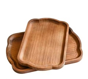 Bandeja de madera con asas para el desayuno familiar en la cama, mesa de café, bandeja de madera con bordes curvos y asas. - Product Image 1