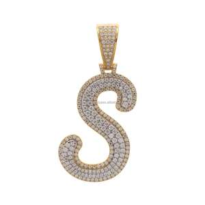 Pendentif Lettre A-Z en Argent Sterling 925 Sertie de Moissanite VVS, Initiale Cursive Personnalisée, Breloque Hip-Hop, Or Rose, Unisexe - Product Image 5