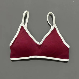 Sujetador deportivo sin costuras con cuello en U para mujer, tirantes finos, alta sujeción, ropa de yoga transpirable, color sólido, cristal - Product Image 2