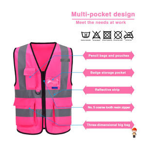 Chaleco de Seguridad de Poliéster de Alta Visibilidad con Ajuste Regulable y Características Reflectantes para Trabajos de Construcción - Product Image 3