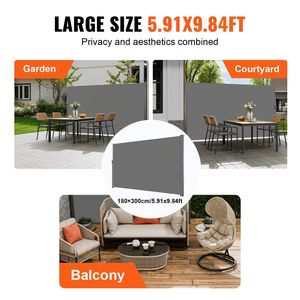 Tenda Laterale Retrattile in Alluminio per Esterni 71 x 118, Schermo per Patio Impermeabile in Poliestere 280g con Protezione UV 30+ - Product Image 6