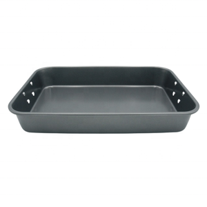 15x10 Inch Carbon Steel Roaster with drop <b>down</b> handle, Non-Stick Coating and Home Baking - Product Image 1