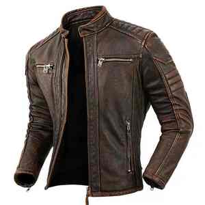 Wholesale <b>Sheepskin</b> Leather <b>Jacket</b> Leather <b>Jacket</b> with Lining Low MOQ Manufacturing Service - Product Image 1