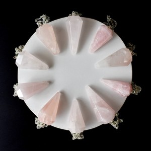 Venta al por Mayor de Péndulos Facetados de Cuarzo Rosa, Cristal Natural para Sanación y Meditación - Product Image 1