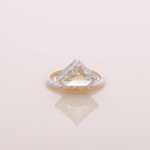 Trillion Cut Moissanite Diamond Engagement <b>Ring</b> Yellow Gold Pave Split Shank <b>Statement</b> Wedding <b>Ring</b> for Women - Product Image 1