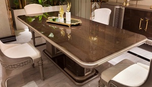 Ensemble de table à manger 7 pièces en teck massif, design moderne et luxueux, écologique, durable, finition brillante, sculpté, mobilier de maison - Product Image 2
