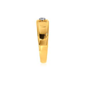 Bague solitaire pour homme Glimmer Connect, luxe, or jaune 18 carats, diamant solitaire rond brillant pour homme - Product Image 4