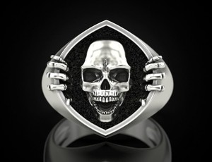 Bague en argent 925 avec bouclier tête de mort, style gothique horrifique, large, pour hommes et femmes, bijou fantaisie tendance - Product Image 3