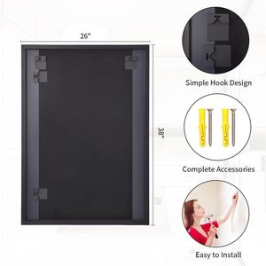 Espejo de Vanidad Iluminado con Desempañador, 26x38 Pulgadas, Espejo de Baño Rectangular LED Negro - Product Image 4