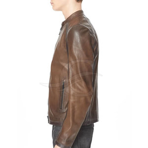 Veste en cuir décontractée pour homme de haute qualité, logo sur le devant, service OEM, faible MOQ, nouvelle arrivée hiver - Product Image 4