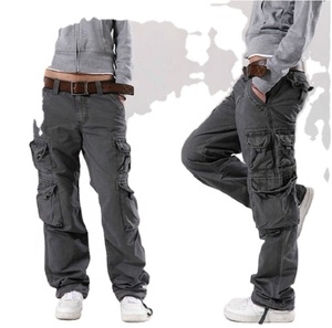 Pantalon cargo pour femme, couleur unie, en toile, décontracté, taille mi-haute, longueur intégrale, avec plusieurs poches, fermeture boutonnée, style automne - Product Image 5