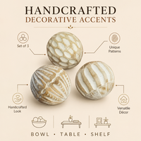 Ensemble de 3 boules décoratives artisanales à motifs uniques pour table, étagère, bol, accents de décoration intérieure |   Objets décoratifs en gros pour les maisons