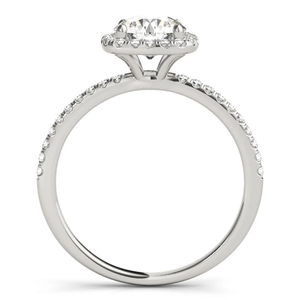 Classic Women's Diamond Engagement <b>Ring</b> With Pave Setting Round Stone Rhodium Plated 925 Sterling Silver Band - Product Image 2