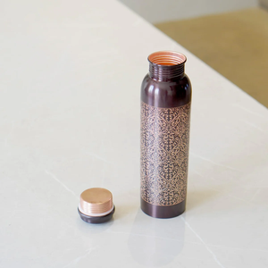 100% Pure <b>Copper</b> Eco-Friendly Classic Design Water Flask Traditional Handmade Solid <b>Copper</b> <b>Drinking</b> <b>Bottle</b> Leak Proof Ayurvedic - Product Image 6