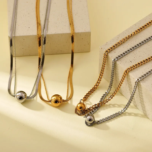 สร้อยคอทรงเรขาคณิตสำหรับผู้หญิง ทำจากสแตนเลส 304 ชุบทองคำแท้ 18K - Product Image 4